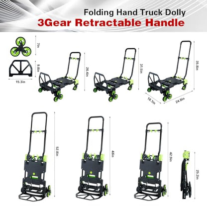 Stair Climbing Dolly Cart with Wheels,2-in-1Folding Hand Truck Dolly - color: Green