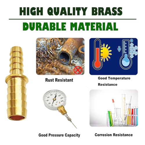 Hose Barb Reducer 5/16" to 1/2" Reducing Barb Fitting Hex Union Brass Adapter - size: 5/16" × 1/2"