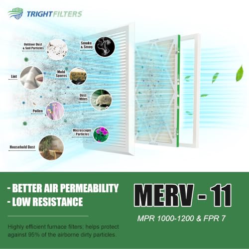 TRIGHTFILTERS 16x20x1 Air Filter MERV 11 HVAC Furnace Filter Pleated 2 Pack - size: 16x20x1