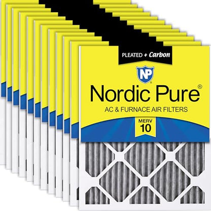 Nordic Pure 20x24x1 Pleated MERV 10 Plus Carbon Air Filters 12 Pack - style: MERV 10 + Carbon