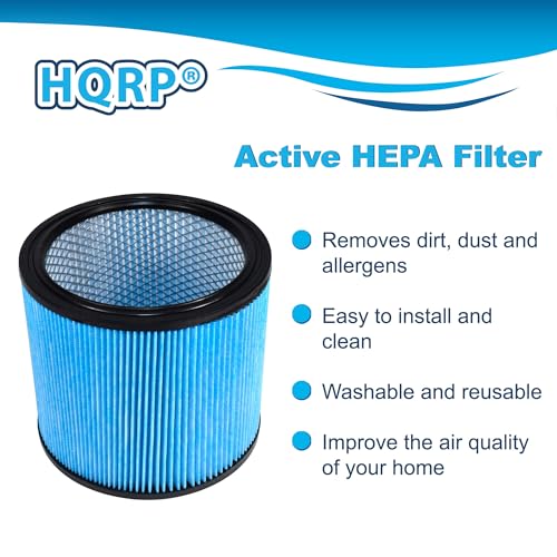 HQRP 2-Pack High Efficiency H13 HEPA Cartridge Filter compatible with Shop-vac SL16-575A SS11-450 SS12-300A SS14-350A SS14-550A SS14-600C Vacuum Cleaner, Blue - style: H13 HEPA Blue