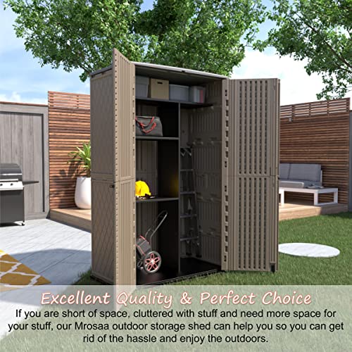 Mrosaa Sheds & Outdoor Storage, 52 Cu.ft Vertical Storage with Floor, Cabinet Waterproof for Garage Pool Bike Shed, Garden , Coffee Brown - color: Dark Brown