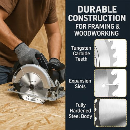 9" Table Saw Blades, 40T Carbide Tipped for Workshop Wood Cutting Tasks