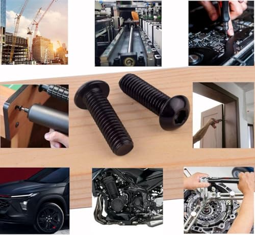 4-40 x 1/2" Button Head Socket Cap Bolts Screws (1/4" to 2" Available), 304 Stainless Steel 18-8, Black Exterior Finish, Allen Hex Drive, Fully Thread, 50Pcs - size: 4-40 x 1/2" (50 PCS)