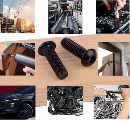 1/4-20 x 1/2" Button Head Socket Cap Bolts Screws (1/4" to 2" Available), 304 Stainless Steel 18-8, Black Exterior Finish, Allen Hex Drive, Fully Thread, 10Pcs - size: 1/4-20 x 1/2" (10 PCS)