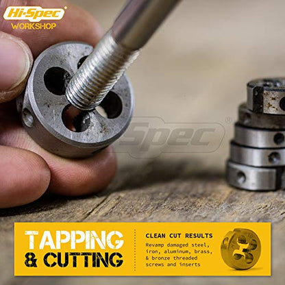 Hi-Spec Metric Tap and Die Set M3-M12 with Wrench and Gauge for Workshop - size: Metric