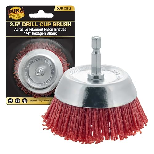 Dura-Gold 2.5" Abrasive Filament Nylon Bristle Cup Brush - 1/4" Hex Drill - size: 2.5-inch