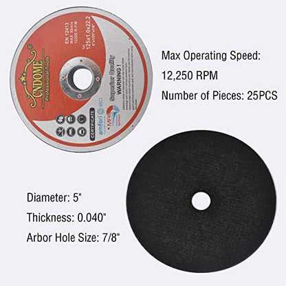 Cut Off Wheels 25 Pack, 5x0.04x7/8 inch Cutting Discs - style: 5"x0.040"x7/8" 25pcs