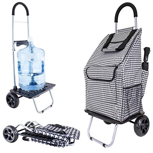 dbest products Bigger Trolley Dolly, Houndstooth Shopping Grocery Foldable Cart - color: Houndstooth