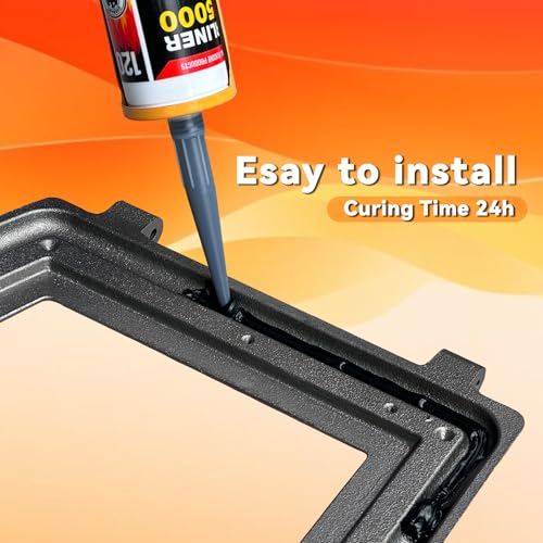 Wood Stove Door Gasket Cement, High Temperature Resistance Silicone Material Adhesive, 850°F RTV High Heat Silicone Sealant, Black, 310ml