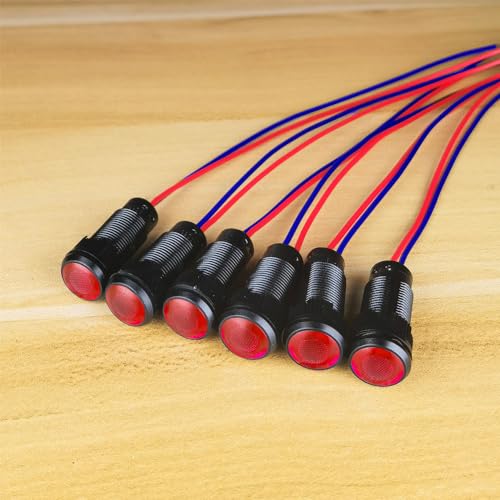 Gebildet 6pcs Red LED Indicator Pilot Light 110VAC Mounting Hole Size 10mm(Flame Retardant Plastic Shell) - color: Red 110-220V/Black shell