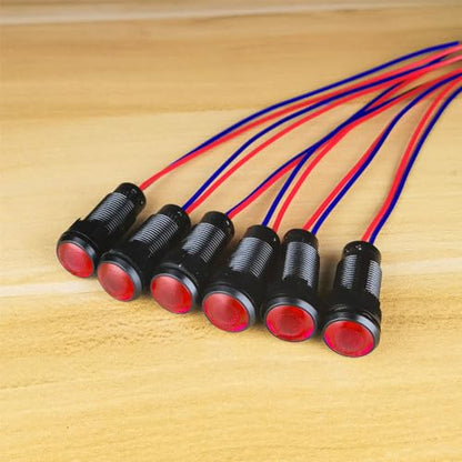 Gebildet 6pcs Red LED Indicator Pilot Light 110VAC Mounting Hole Size 10mm(Flame Retardant Plastic Shell) - color: Red 110-220V/Black shell
