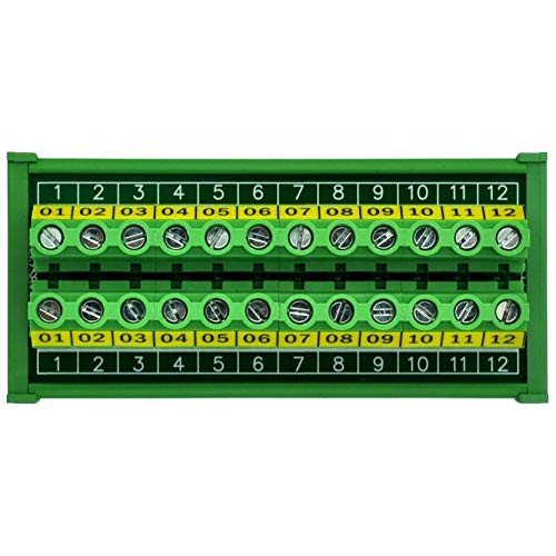 DIN Rail Mount 30A/300V 12 Position Screw Terminal Block Distribution Module
