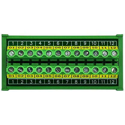 DIN Rail Mount 30A/300V 12 Position Screw Terminal Block Distribution Module
