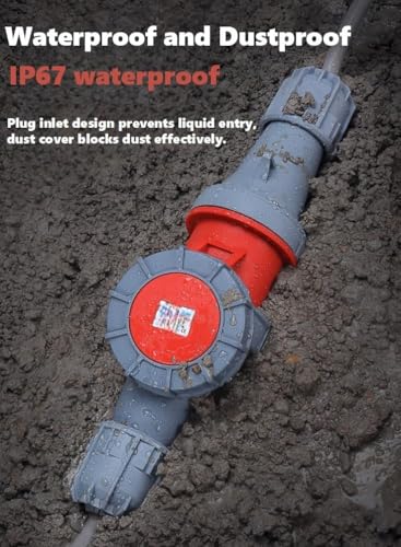 IEC 60309 Waterproof Industrial Connector Socket, 5 Pin 63A 380-415V 3P+E+N 6H IP67 Female Surface Mounted Power Connector, Heavy Duty CEE Industrial Socket for Aviation and Industry