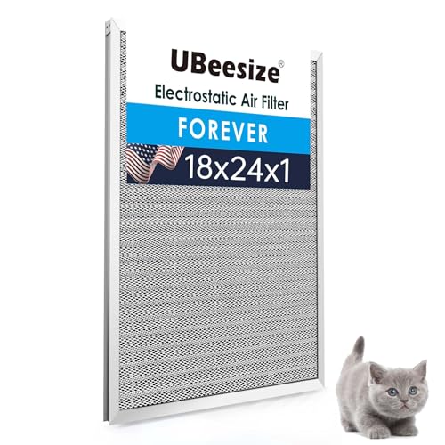 UBeesize 18x24x1 Reusable Electrostatic Air Filter HVAC AC Furnace Filter,MERV 8, Washable, Lasts a Lifetime,Permanent Air Filter,Breathe Fresher,Home And Office(Actual Size:17.44x23.46x0.82 Inch) - size: 24" x 18" x 1"