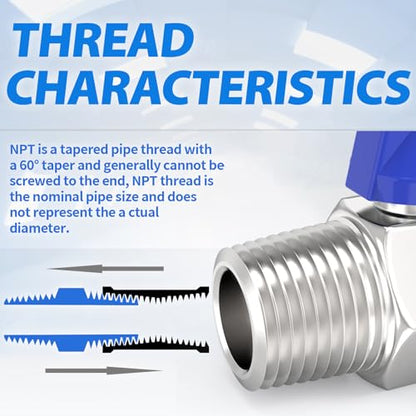 ChillWaves 316 Stainless Steel Mini Ball Valve, Shut Off Switch Ball Valve 3/8" NPT Male x 3/8" NPT Female Thread Pipe Fitting(2-PACK) - size: 3/8" NPT