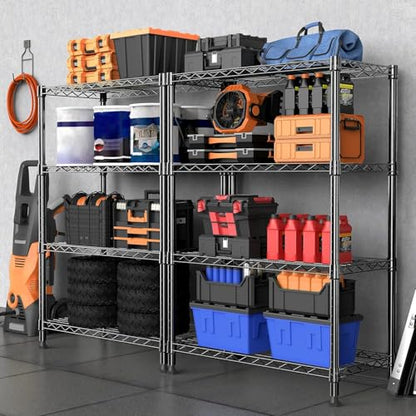 Storage Shelves - 4 Tier Metal Shelving Unit, 14" D × 36" W × 54" H - color: Black, size: 14"D X 36"W x 54"H, 4 Tier