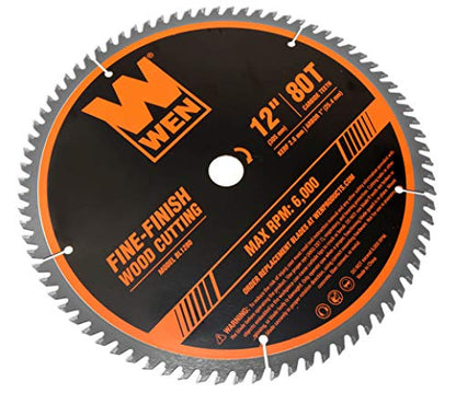 WEN BL1280 12-Inch 80-Tooth Fine-Finish Professional Woodworking Saw Blade for Miter Saws and Table Saws - style: Basic