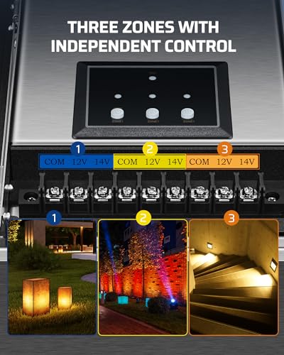 DEWENWILS 300W Wi-Fi Low Voltage Landscape Transformer, 3 Zones, 2.4Ghz - style: WiFi-300W-Stainless Steel