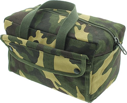 ARMYU Heavy Duty Small Tool Bag Tactical Cotton Canvas Mechanics Bag, 11" x 7" x 6", Woodland Camo - color: Woodland Camo