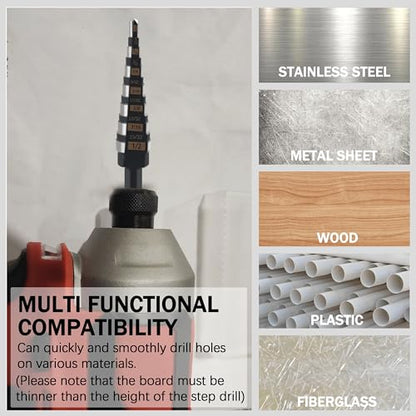 48-89-9201 Step Drill Bit Double Straight Concave Fluted,1/8"–1/2",#1