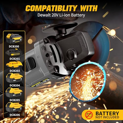 Cordless Angle Grinder 4-1/2" Compatible with DEWALT 20V MAX Battery - color: Deep Grey