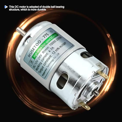 775 High Torque DC Motor, 12V/24V, 10K/20K RPM, Round Shaft, 1-Pack - style: Round Shaft Motors*1