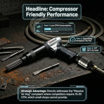 LE LEMATEC Pneumatic Needle Scaler for Rust, Paint & Weld Slag Removal