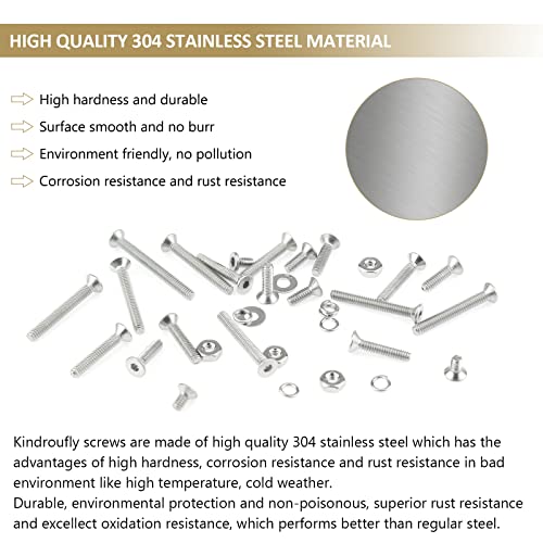562 Pieces M2.5 x 4/6 /8/10 /12/16 /20mm Countersunk Head Socket Cap Screws Nuts Washers Assortment Kit, 304 Stainless Steel, Fully Machine Thread - size: M2.5, style: Countersunk Head Socket Cap