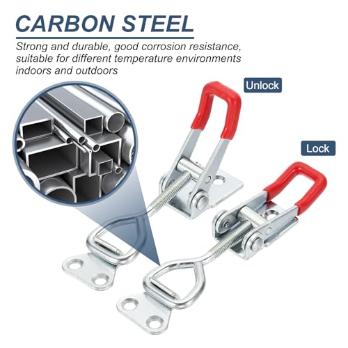 HARFINGTON 2pcs Adjustable Toggle Clamp M6 x 32mm 396lbs Holding Capacity 4002 Style Quick Release Pull Latches Clamps Hasp for Smoker Lid Jig Tool Box Case, Silver Red - color: Silver Red, size: M6 x 32mm + 396lbs