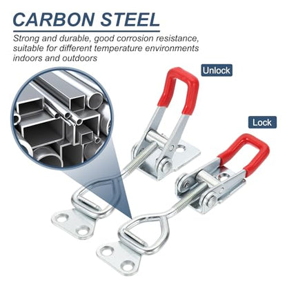 HARFINGTON 2pcs Adjustable Toggle Clamp M6 x 32mm 396lbs Holding Capacity 4002 Style Quick Release Pull Latches Clamps Hasp for Smoker Lid Jig Tool Box Case, Silver Red - color: Silver Red, size: M6 x 32mm + 396lbs