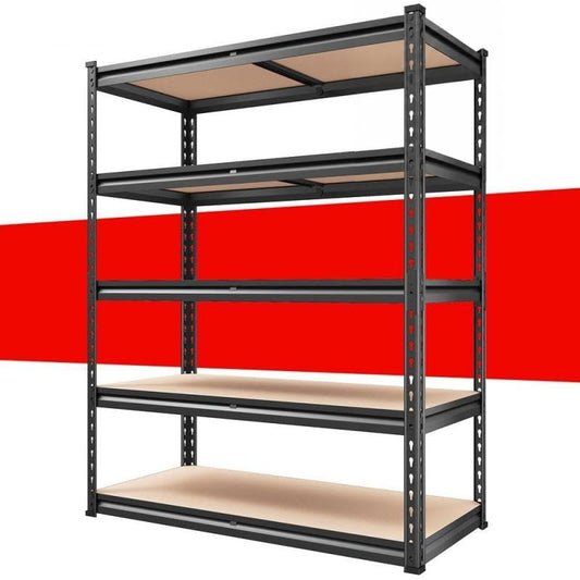 Raybee 72" H Garage Shelves, Classic 5-Tier Metal Storage Shelving Unit, Adjustable Versatile Utility Rack, Industrial Shelf for Garage Craft Warehouse Pantry Kitchen Organization, 2000lbs, Black