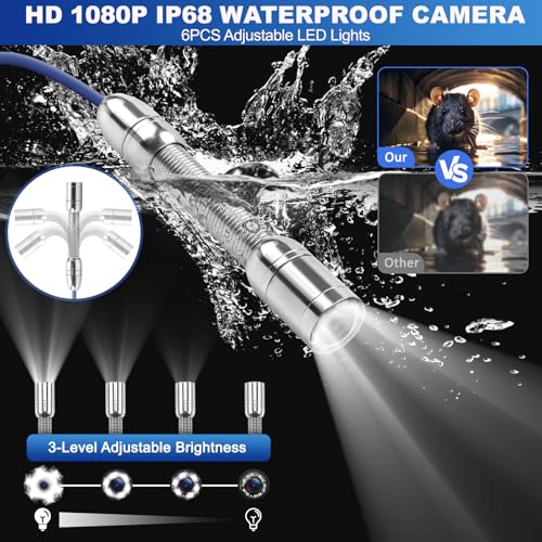 7" Sewer Camera w/DVR Function,4X Zoom, Plumbing Drain Pipe Inspection Cam - size: 7inch/30M/100FT