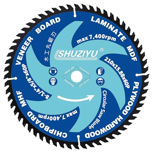 8 1/4 Inch (210MM)-60T, Arbor 5/8"-Diamond, Smooth Cut Coating. Circular Saw Blade, Table Saw Blade, Miter Saw Blade, for Laminate, Veneer Board, Plywood, Hard Wood, MDF and HDF Cutting - size: 8-1/4"(210mm) 60T