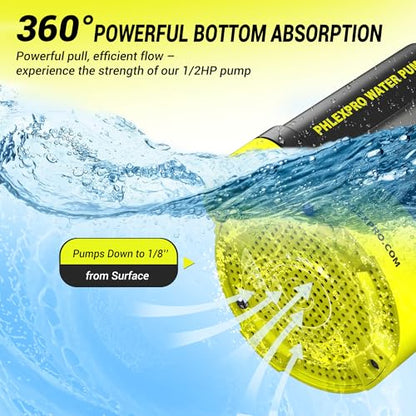1/2HP Automatic Submersible Sump Pump, 5300 GPH Water Pump - color: Black-yellow