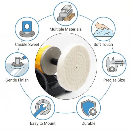 6" Extra Thick White Cotton Buffing Wheels with 1/2" Arbor Hole - style: 6'' White Cotton Buffing Wheel