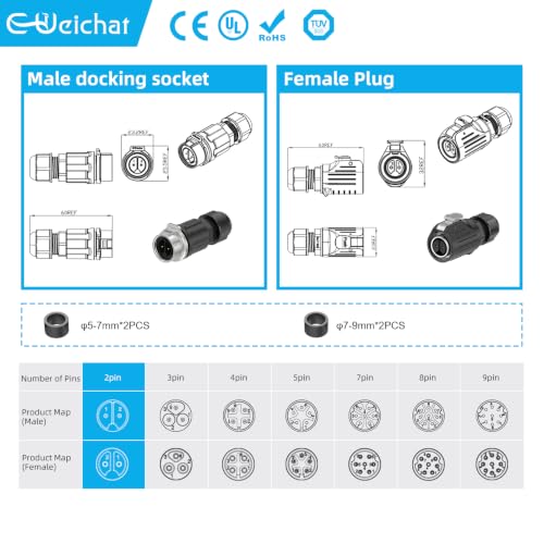 LP16 2PIN Industrial Waterproof Connector IP68 Quickly Plugging Aviation Connector Solder-Assembly M16 2PIN Circular Connector Fast Release Electrical Connector Female Plug&Male Socket - size: 2 Pin, style: Female Plug / Male Socket