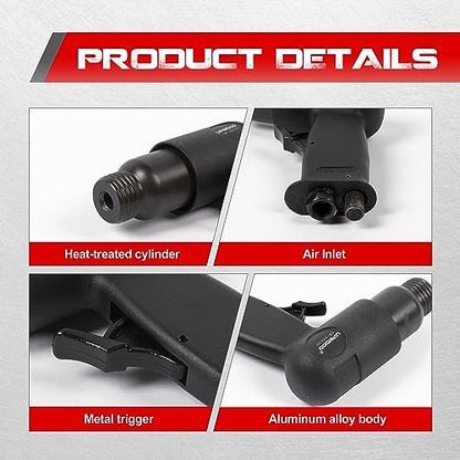 UW-AH150 Short Barrel Air Hammer Kit with Quick Change Retainer and 4 Chisels, 1-5/8 Inch Stroke, 4500 BPM, Light weight - style: UW-AH150 Short Barrel
