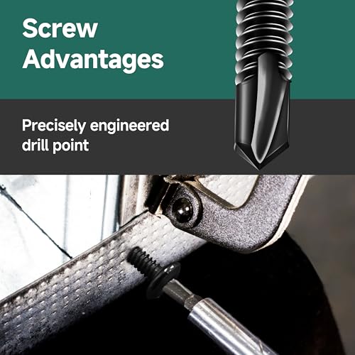 100Pcs 10 x 5/8" Sheet Metal Screws, Stainless Steel Flat Head Socket Cap Self Drilling Screw, Allen Socket Drive Black Oxide, Self Tapping Screws with Drill Bit - color: Black, size: #10 x 5/8"