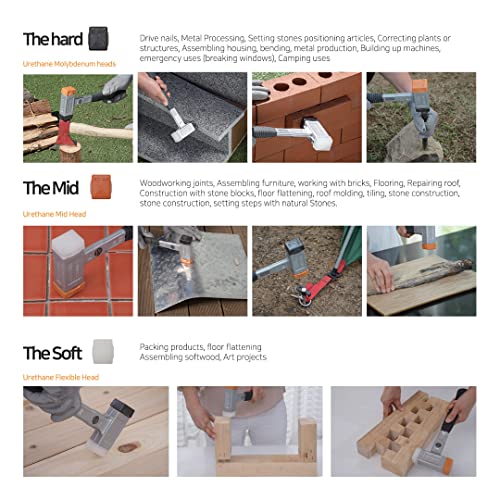 All in One Ball Pang Hammer which a Head can be Changed and has a Ball Bearing with a Exclusive Tool & Fiberglass Handle, Multi Purpose Hammer