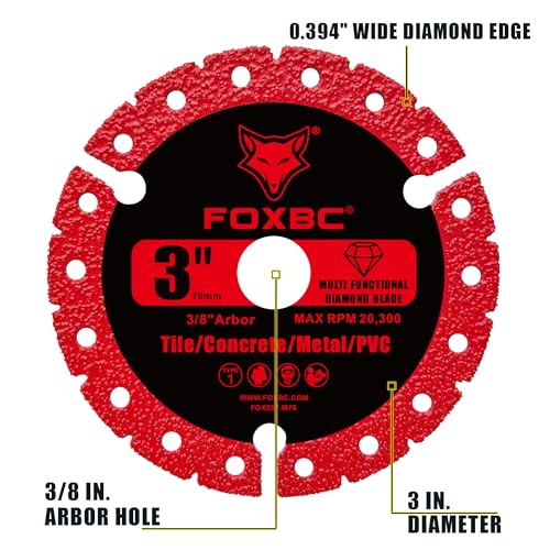FOXBC 3 inch Diamond Multi-Purpose Saw Blades Metal Cutting Wheel - 3 Pack