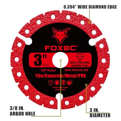FOXBC 3 inch Diamond Multi-Purpose Saw Blades Metal Cutting Wheel - 3 Pack