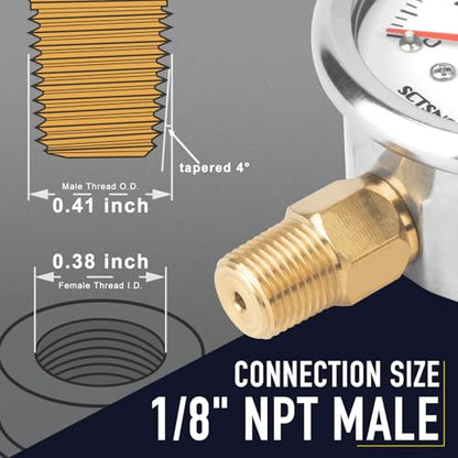 0-100 Psi Fuel Pressure Gauge, 1/8" NPT Lower Mount - size: 0-100 Psi, style: Lower Mount