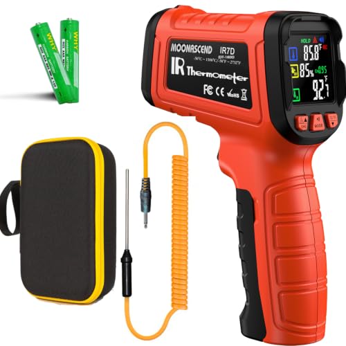Temp Gun with Probe 2732°F IR Thermometer 50:1, Kiln Forge - color: Orange Black