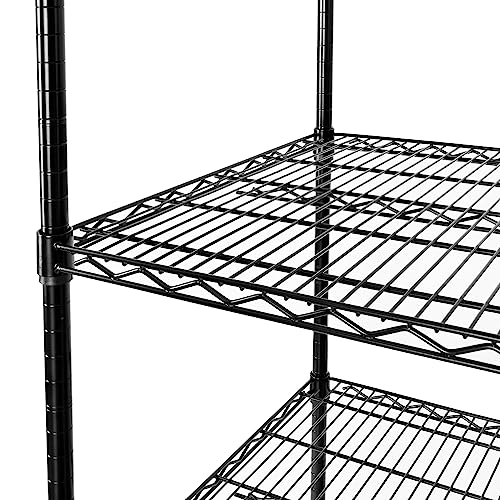 UltraDurable 5-Tier NSF Steel Wire Shelving, 48"W x 24"D x 76"H, Black - color: Black, size: 5-Tier Shelving, 48" W x 24" D