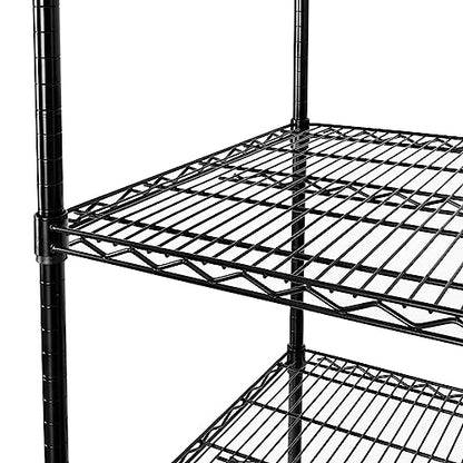 UltraDurable 5-Tier NSF Steel Wire Shelving, 48"W x 24"D x 76"H, Black - color: Black, size: 5-Tier Shelving, 48" W x 24" D