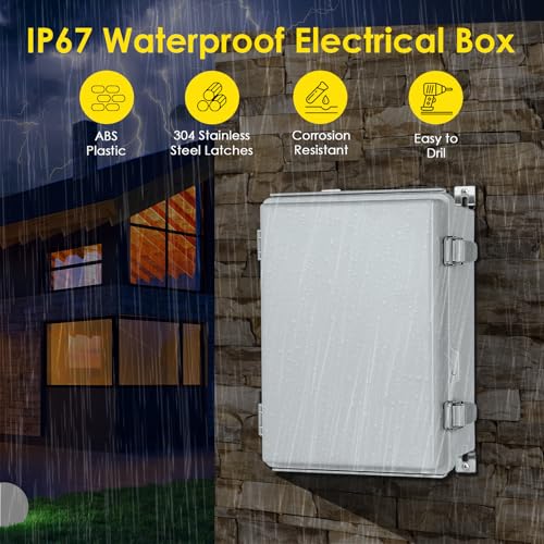 IP67 ABS Outdoor Electrical Junction Box Waterproof with Aluminum DIN Rail - color: Grey, size: 16.1''×12.2''×7.1''