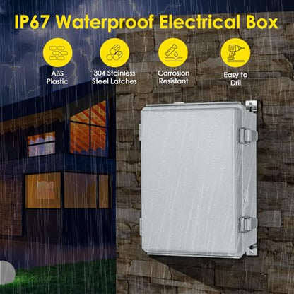 IP67 ABS Outdoor Electrical Junction Box Waterproof with Aluminum DIN Rail - color: Grey, size: 16.1''×12.2''×7.1''