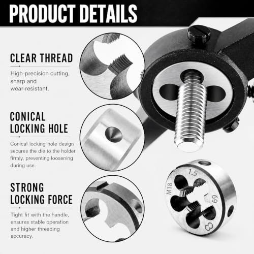 M18 X 1.5mm Metric Tap and Die Set, HSS Straight Fluted Machine Thread Tap Right Hand Screw Tap and Round Thread Die for Mold Repair and Metalworking - size: M18x1.5